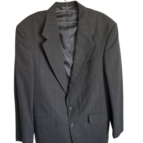 Lands End 2 Button Black Pinstriped 100% Wool Blazer Sz 39 - Picture 1 of 6